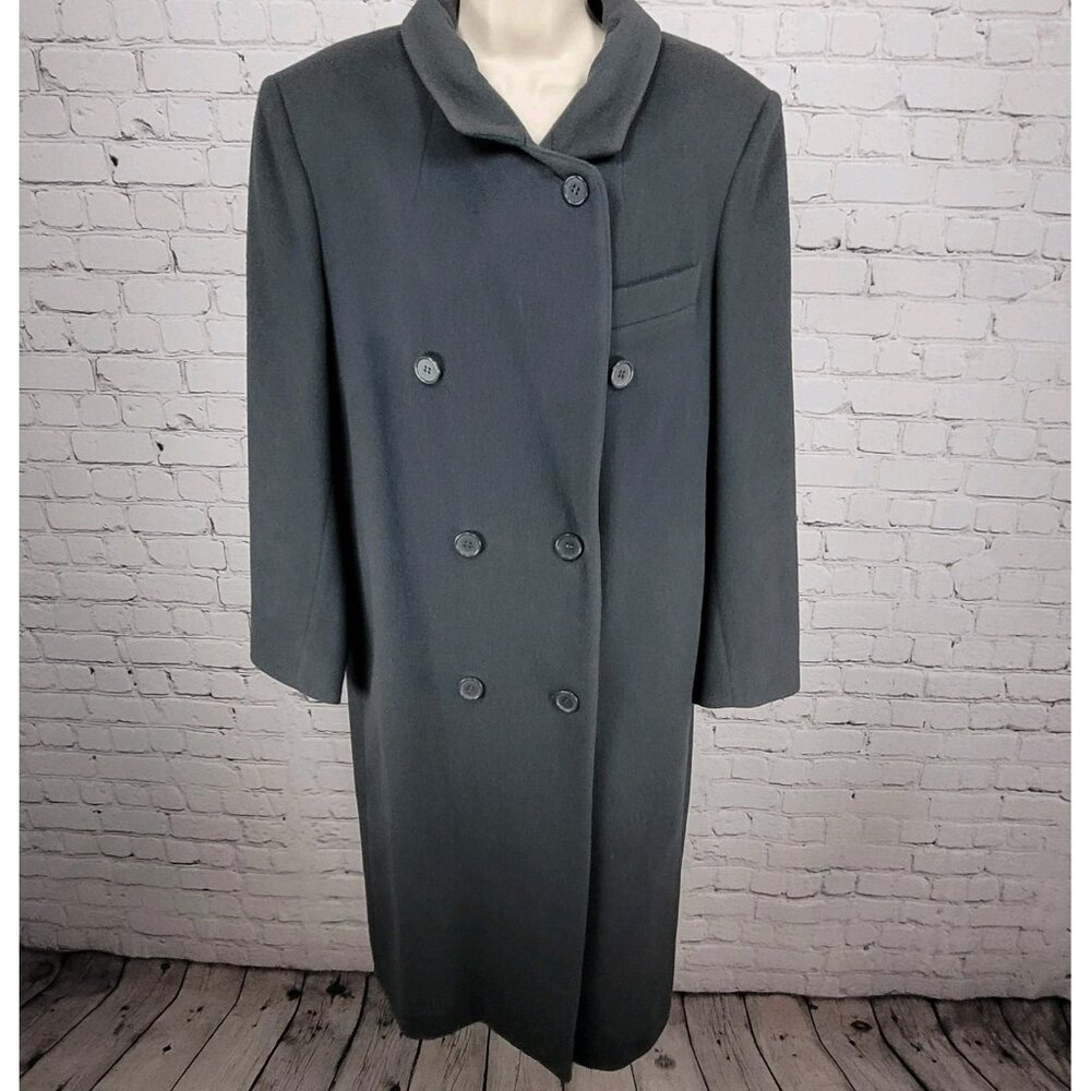 VTG Glenbrooke Grey Pure New Wool Double Breasted Pockets Lined Pea Coat USA 10